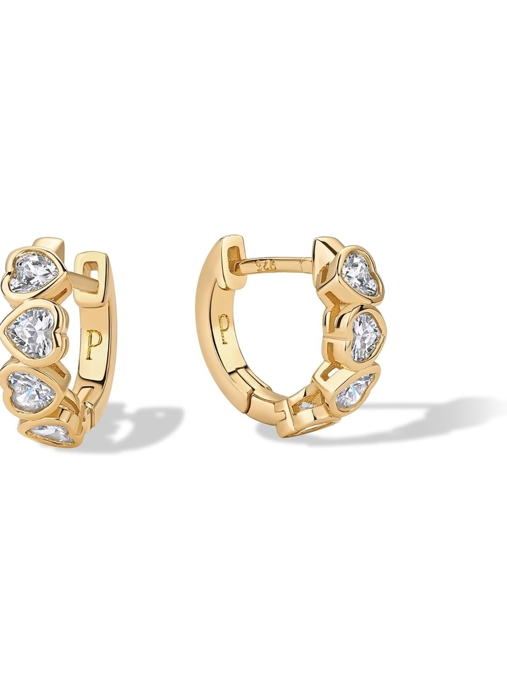 14K Gold Plated Huggie Earrings for Women - Gold Earrings Hoops with Heart Shape
